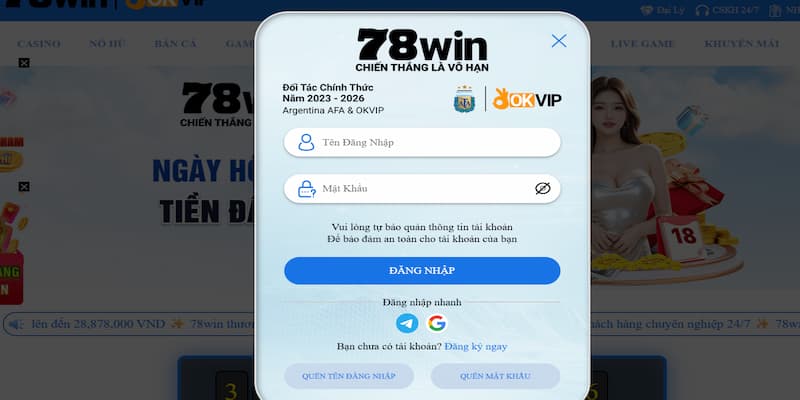 Cách thực hiện đăng nhập 78Win