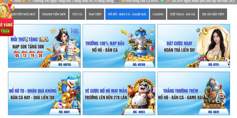 Ưu đãi theo sảnh cược